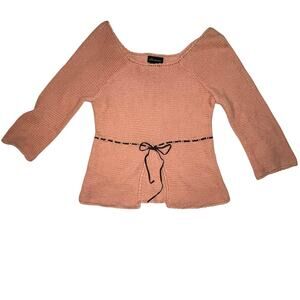 Vintage Y2K Fairy Tie Front Sweater Western Cowgirl Hippie Boho Festival Crochet